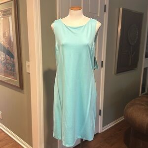 NWT Judy P Aqua Sea Green Blue Sz Large High Neck Dress Double lined in front